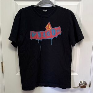Volcom Black Tee with Red and Blue Graphic